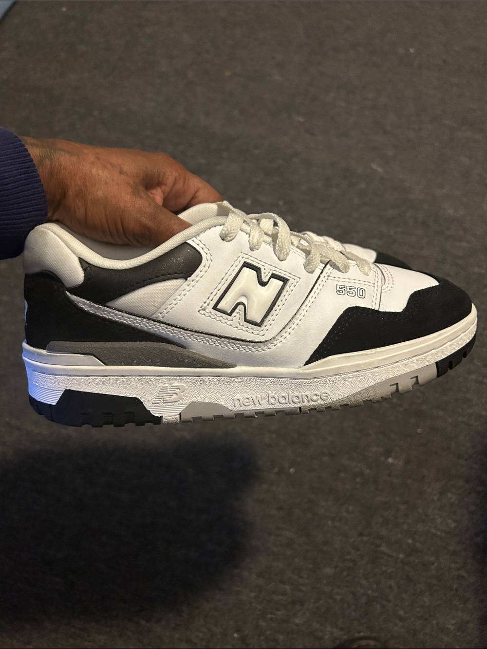 New Balance 550 White & Black Retro Court Sneakers